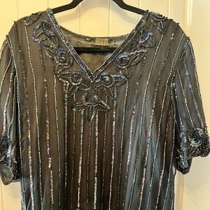 Vintage Silk sequin and beaded blouse
